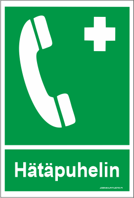 JV-KILPI HÄTÄPUHELIN 5-2 TARRA - Jälkivalaisevat kilvet - 102962 - 1