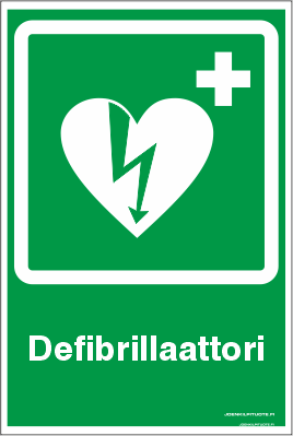 JV-KILPI DEFIBRILLAATTORI 5-4 TARRA - Jälkivalaisevat kilvet - 102964 - 1