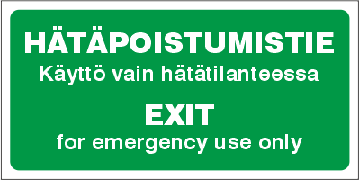 JV-KILPI HÄTÄPOISTUMISTIE 3-9 TARRA - Jälkivalaisevat kilvet - 102954 - 1