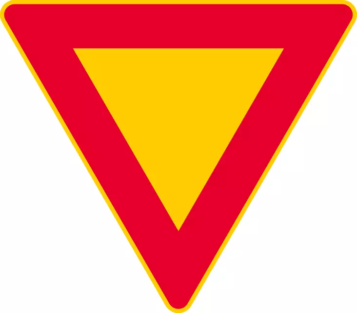 B5 VÄISTÄMISVELVOLLISUUS RISTEYKSESSÄ - B Etuajo-oikeus- ja väistämismerkit - 100255P - 1