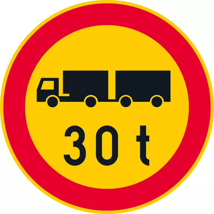 C25 AJONEUVOYHDISTELMÄN SUURIN SALLITTU MASSA - C Kielto- ja rajoitusmerkit - 100480P - 1