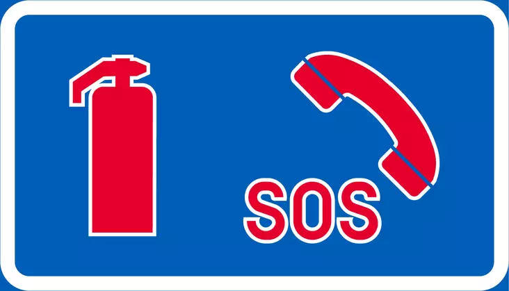 H26 HÄTÄPUHELIN JA SAMMUTIN - H24-25 Tekstilliset lisäkilvet - 102169P - 1